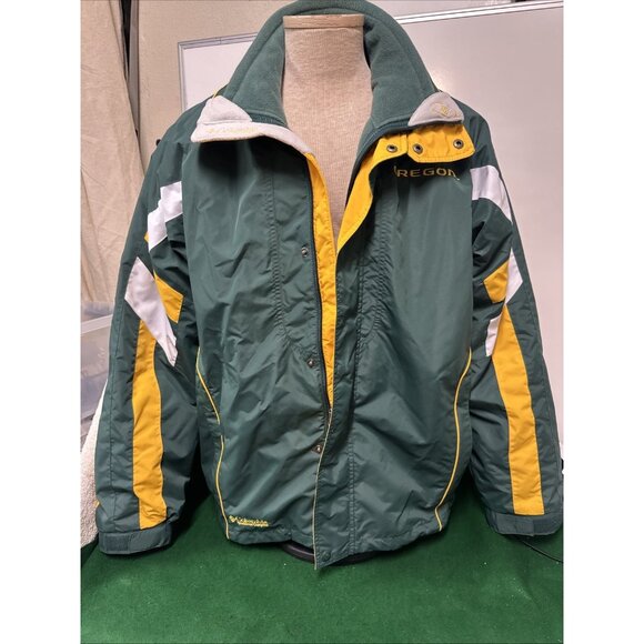Columbia Oregan Ducks Full Zip Removable Inner Fleece Jacket Green Men’s Lg - Picture 1 of 16